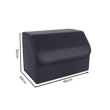 SOGA Leather Car Boot Collapsible Foldable Trunk Cargo Organizer Portable Storage Box Black Medium • LUZ-StorageBLKMed