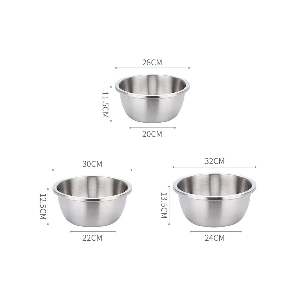 SOGA 3Pcs Deepen Matte Stainless Steel Stackable Baking Washing Mixing Bowls Set Food Storage Basin • LUZ-Bowl888