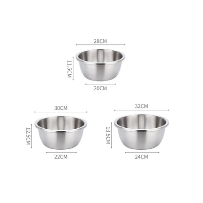 SOGA 3Pcs Deepen Matte Stainless Steel Stackable Baking Washing Mixing Bowls Set Food Storage Basin • LUZ-Bowl888