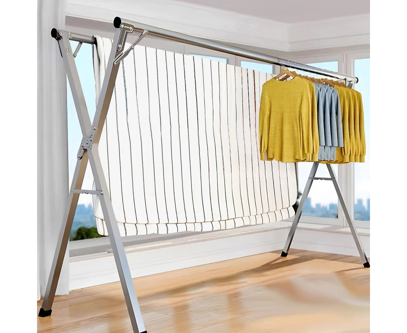 SOGA 2X  2m Portable Standing Clothes Drying Rack Foldable Space-Saving Laundry Holder Indoor Outdoor • LUZ-BSXG2509X2