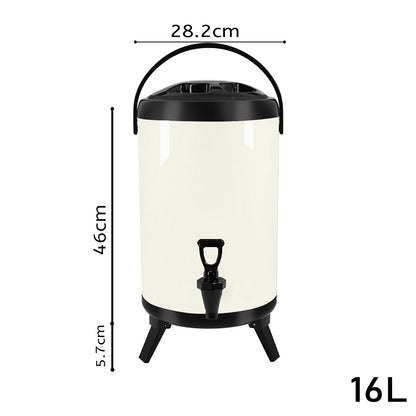 SOGA 16L Stainless Steel Insulated Milk Tea Barrel Hot and Cold Beverage Dispenser Container with Faucet White • LUZ-VICDispenser16LWHT