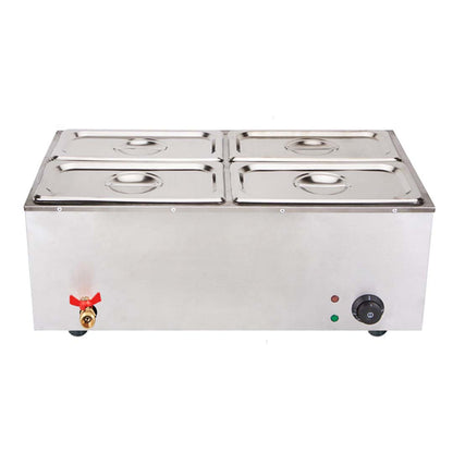 SOGA Stainless Steel 4 X 1/2 GN Pan Electric Bain-Marie Food Warmer with Lid • LUZ-FoodWarmer742