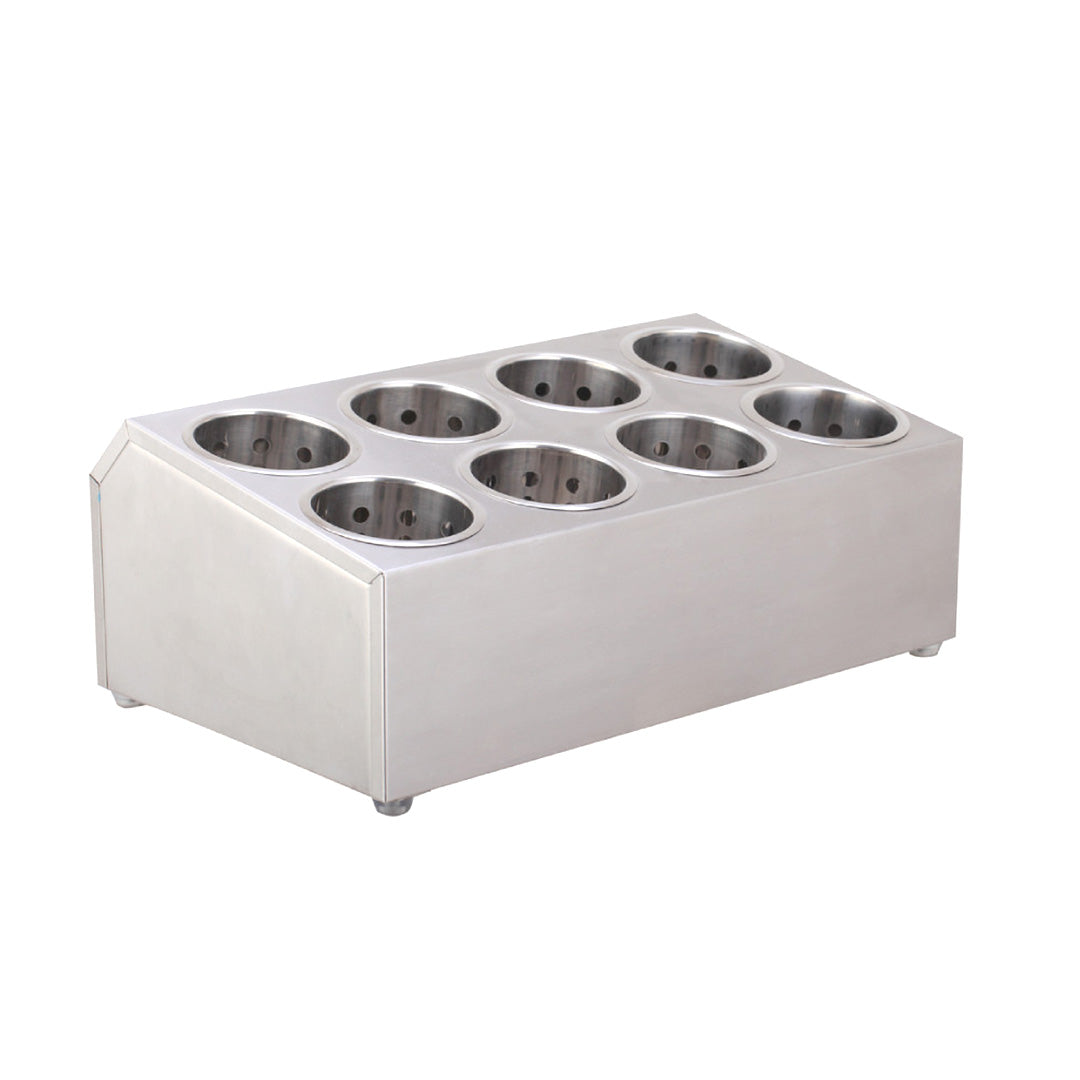 SOGA 2X 18/10 Stainless Steel Commercial Conical Utensils Cutlery Holder with 8 Holes • LUZ-CutleryHolder4606X2