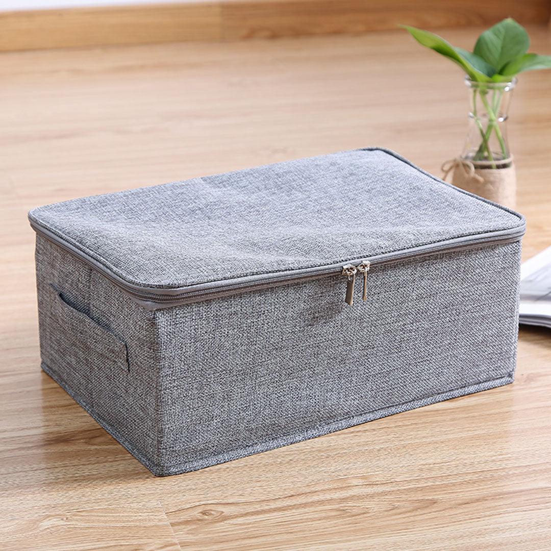 SOGA 2X Grey Small Portable Double Zipper Storage Box Moisture Proof Clothes Basket Foldable Home Organiser • LUZ-SBox021X2