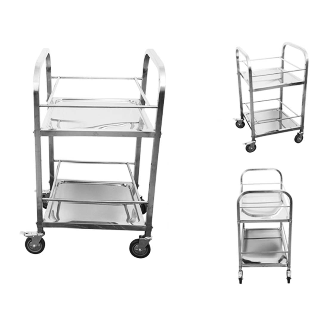 SOGA 2 Tier 500x500x950 Stainless Steel Square Tube Drink Wine Food Utility Cart • LUZ-FoodCart1215