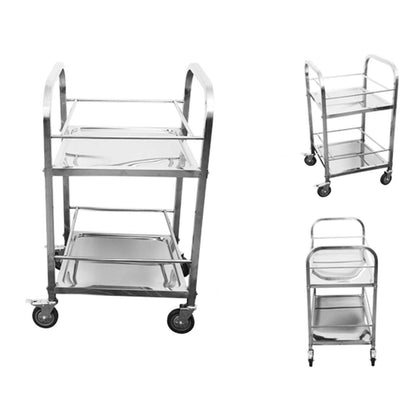 SOGA 2 Tier 500x500x950 Stainless Steel Square Tube Drink Wine Food Utility Cart • LUZ-FoodCart1215