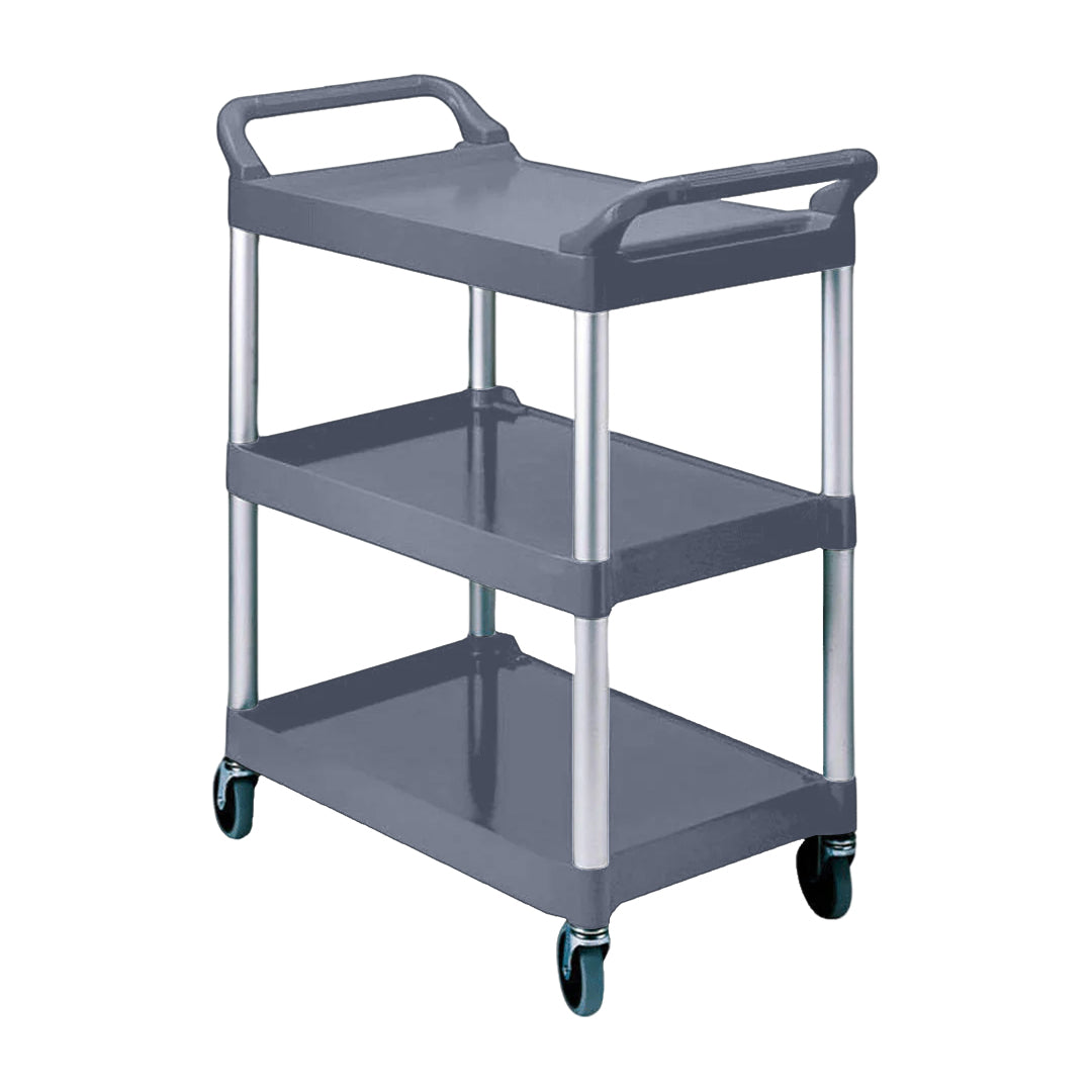 SOGA 2X 3 Tier Food Trolley Portable Kitchen Cart Multifunctional Big Utility Service with wheels 830x420x950mm Gray • LUZ-FoodCart1522X2