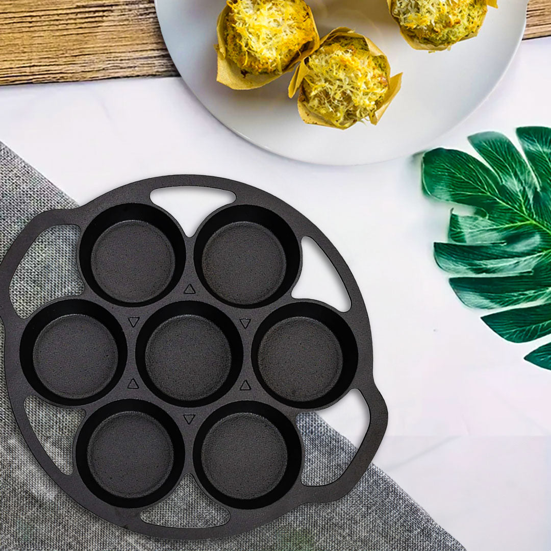 SOGA 2X 32cm Cast Iron Takoyaki Fry Pan Octopus Balls Maker 7 Hole Cavities Grill Mold • LUZ-ZPai014X2