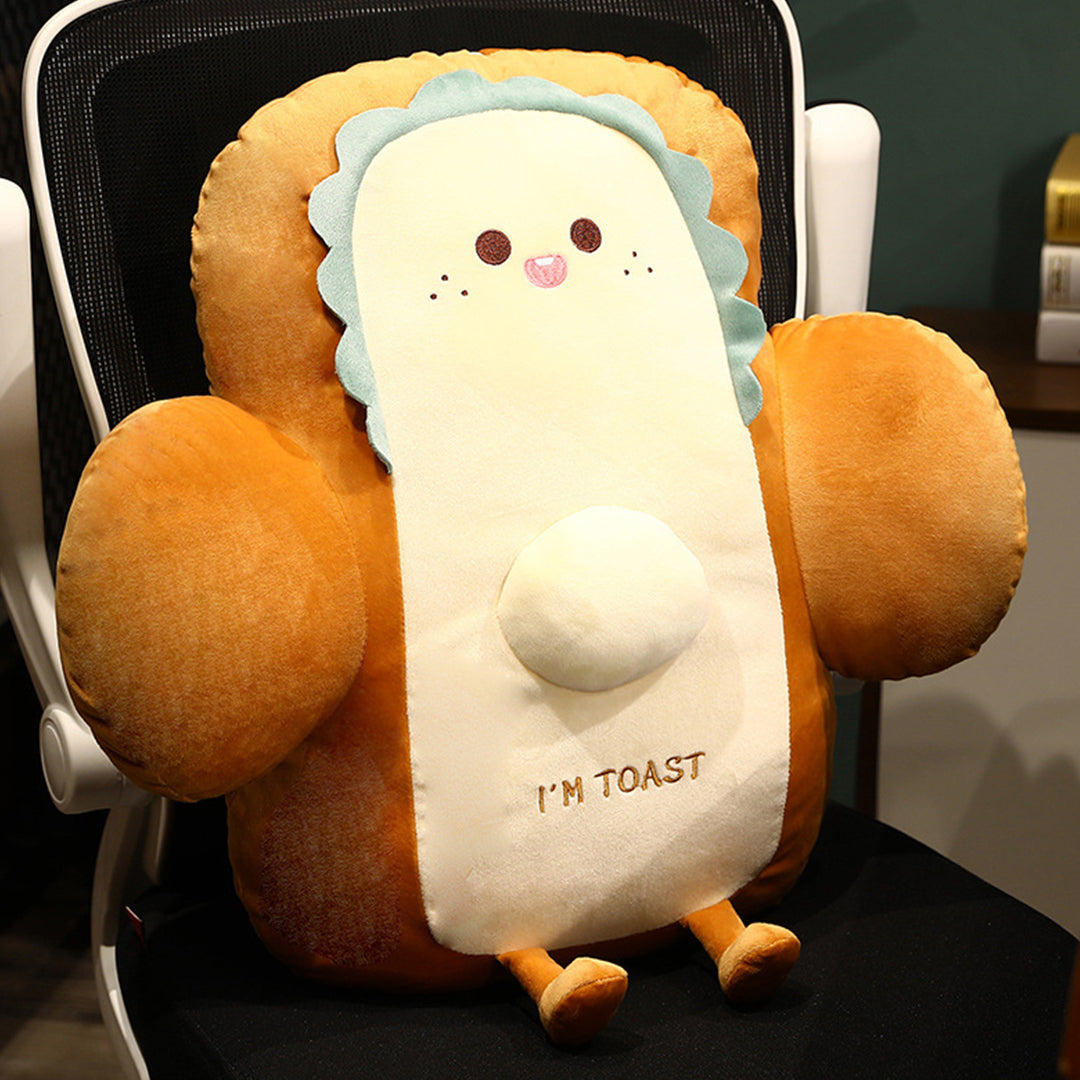 SOGA 2X 58cm Smiley Face Toast Bread Cushion Stuffed Car Seat Plush Cartoon Back Support Pillow Home Decor • LUZ-SCushion064X2
