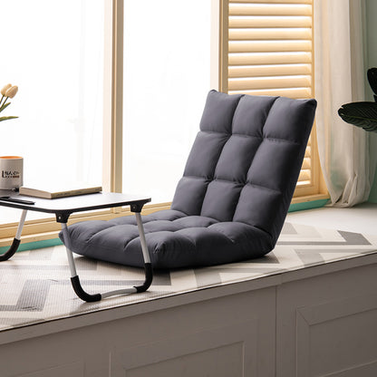 SOGA Grey Lounge Floor Recliner Adjustable Gaming Sofa Bed Foldable Indoor Outdoor Backrest Seat Home Office Decor • LUZ-LoungeD1459
