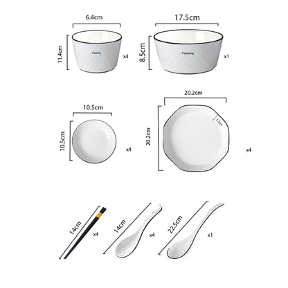 SOGA Diamond Pattern Ceramic Dinnerware Crockery Soup Bowl Plate Server Kitchen Home Decor Set of 13 • LUZ-BowlG623