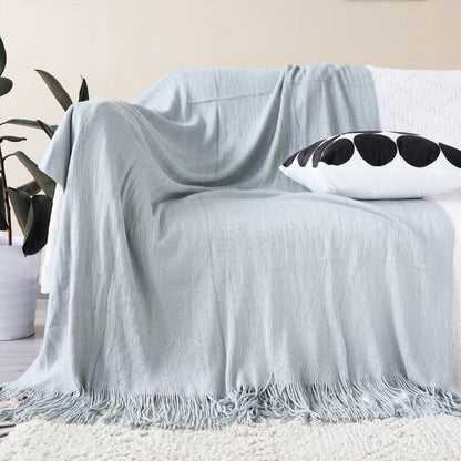 SOGA 2X Grey Acrylic Knitted Throw Blanket Solid Fringed Warm Cozy Woven Cover Couch Bed Sofa Home Decor • LUZ-Blanket907X2