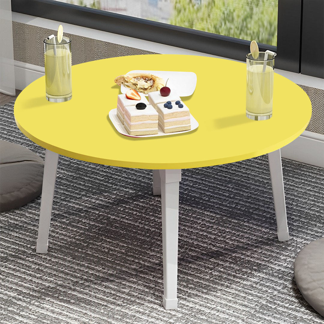 SOGA 2X Yellow Portable Floor Table Small Round Space-Saving Mini Desk Home Decor • LUZ-FloorTable507X2