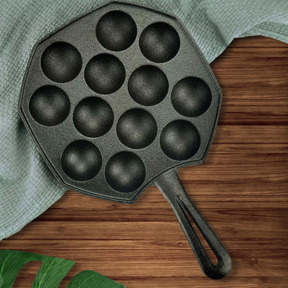 SOGA 18CM Cast Iron Takoyaki Fry Pan Octopus Balls Maker 12 Hole Cavities Grill Mold • LUZ-ZPaiB2