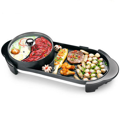 SOGA 2X 2  in 1 Electric Non-Stick BBQ Teppanyaki Grill Plate Steamboat Hotpot 2-8 Person • LUZ-SteamboatHotPotandGrillYuanYangX2