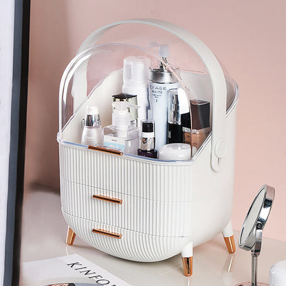 SOGA 29cm White Countertop Makeup Cosmetic Storage Organiser Skincare Holder Jewelry Storage Box with Handle • LUZ-BathC109