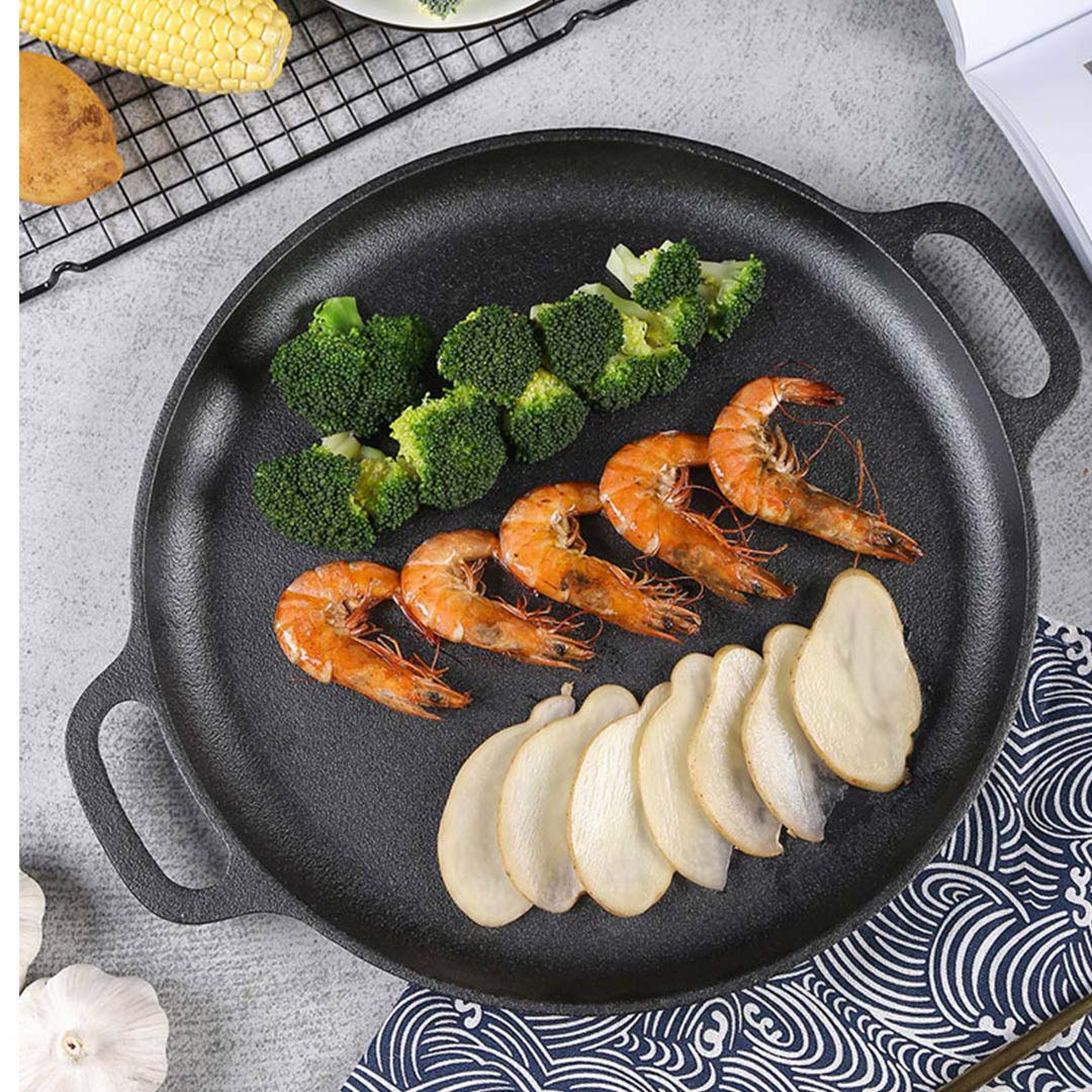 SOGA Dual Burners Cooktop Stove, 30cm Cast Iron Frying Pan Skillet and 28cm Induction Casserole • LUZ-ECooktDBL-Sizzle30-CASL4226
