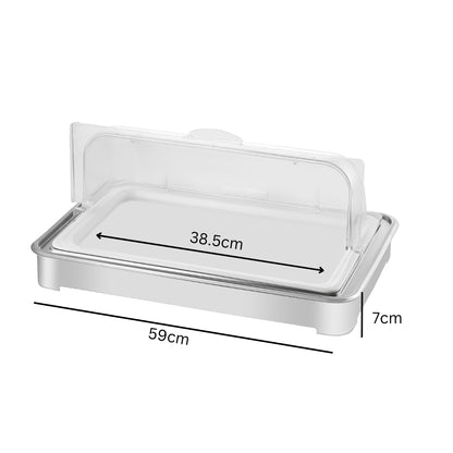 SOGA 59x38.5cm Silver Color Ceramic Serving Bowl Chafing Dish for Kitchen Essential • LUZ-ChafingDish6V11