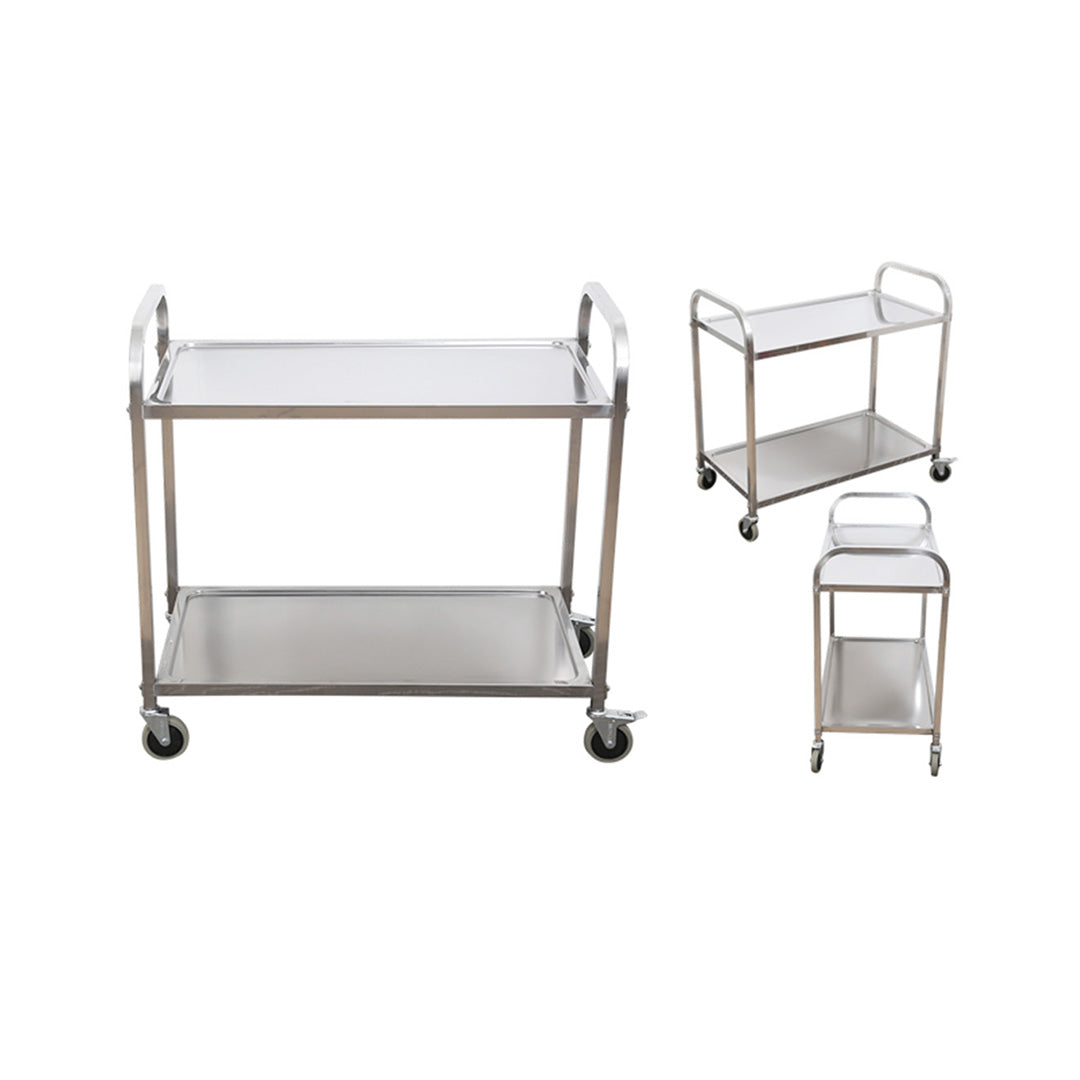 SOGA 2X 2 Tier 75x40x83.5cm Stainless Steel Kitchen Dinning Food Cart Trolley Utility Small • LUZ-FoodCart1006X2