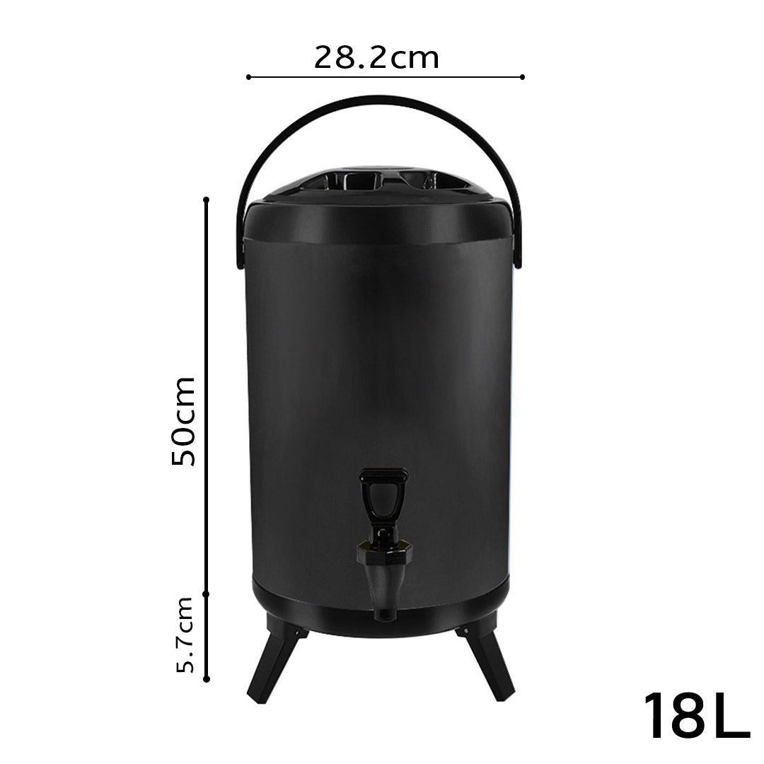 SOGA 18L Stainless Steel Insulated Milk Tea Barrel Hot and Cold Beverage Dispenser Container with Faucet Black • LUZ-VICDispenser18LBLK