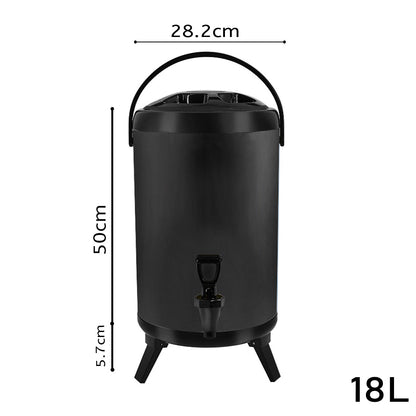 SOGA 18L Stainless Steel Insulated Milk Tea Barrel Hot and Cold Beverage Dispenser Container with Faucet Black • LUZ-VICDispenser18LBLK