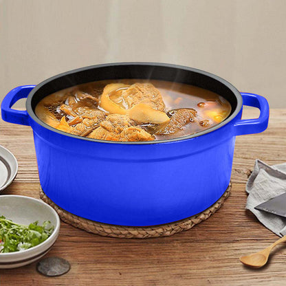 SOGA Cast Iron 24cm Enamel Porcelain Stewpot Casserole Stew Cooking Pot With Lid 3.6L Blue • LUZ-Stewpot24cmBlue