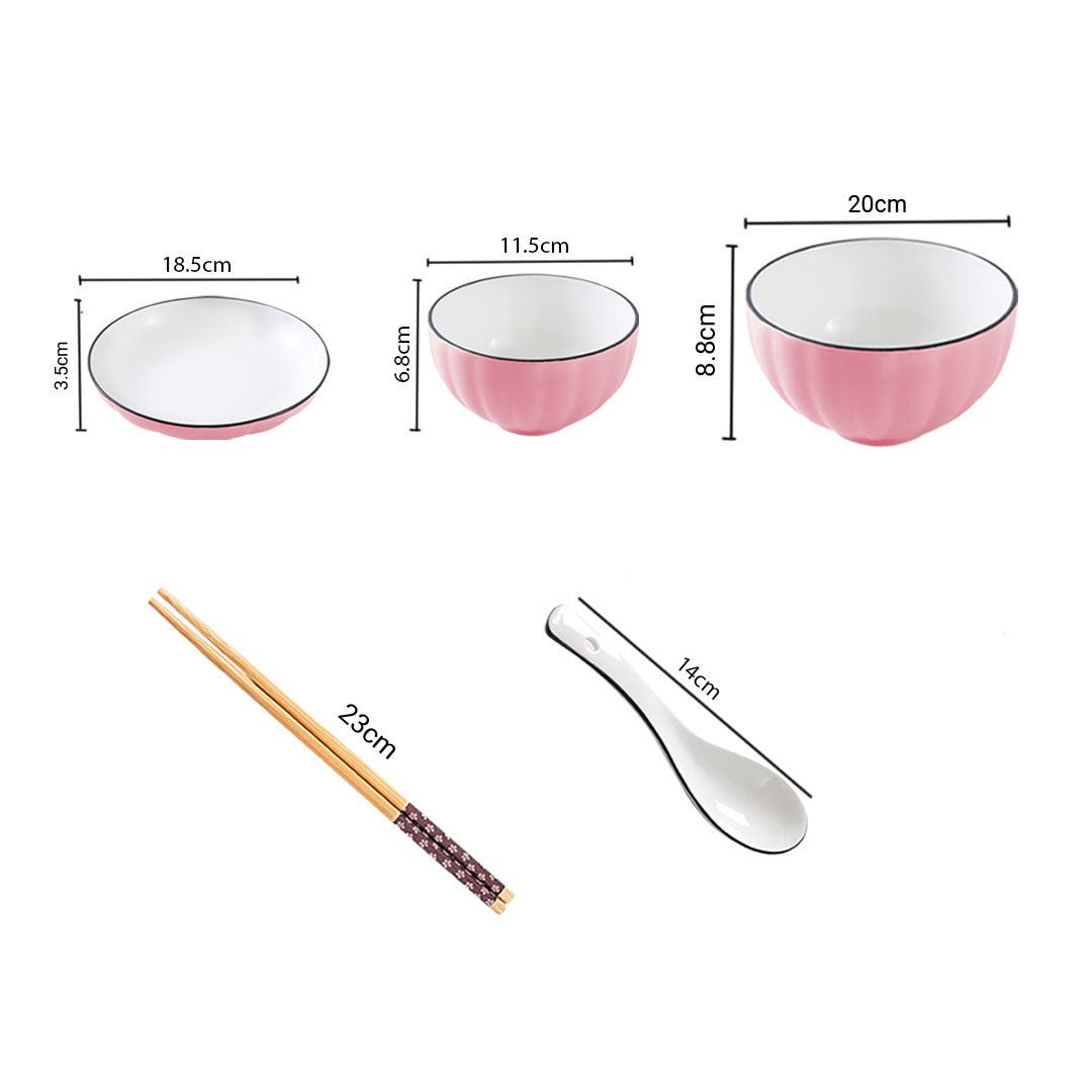 SOGA Pink Japanese Style Ceramic Dinnerware Crockery Soup Bowl Plate Server Kitchen Home Decor Set of 9 • LUZ-BowlG116