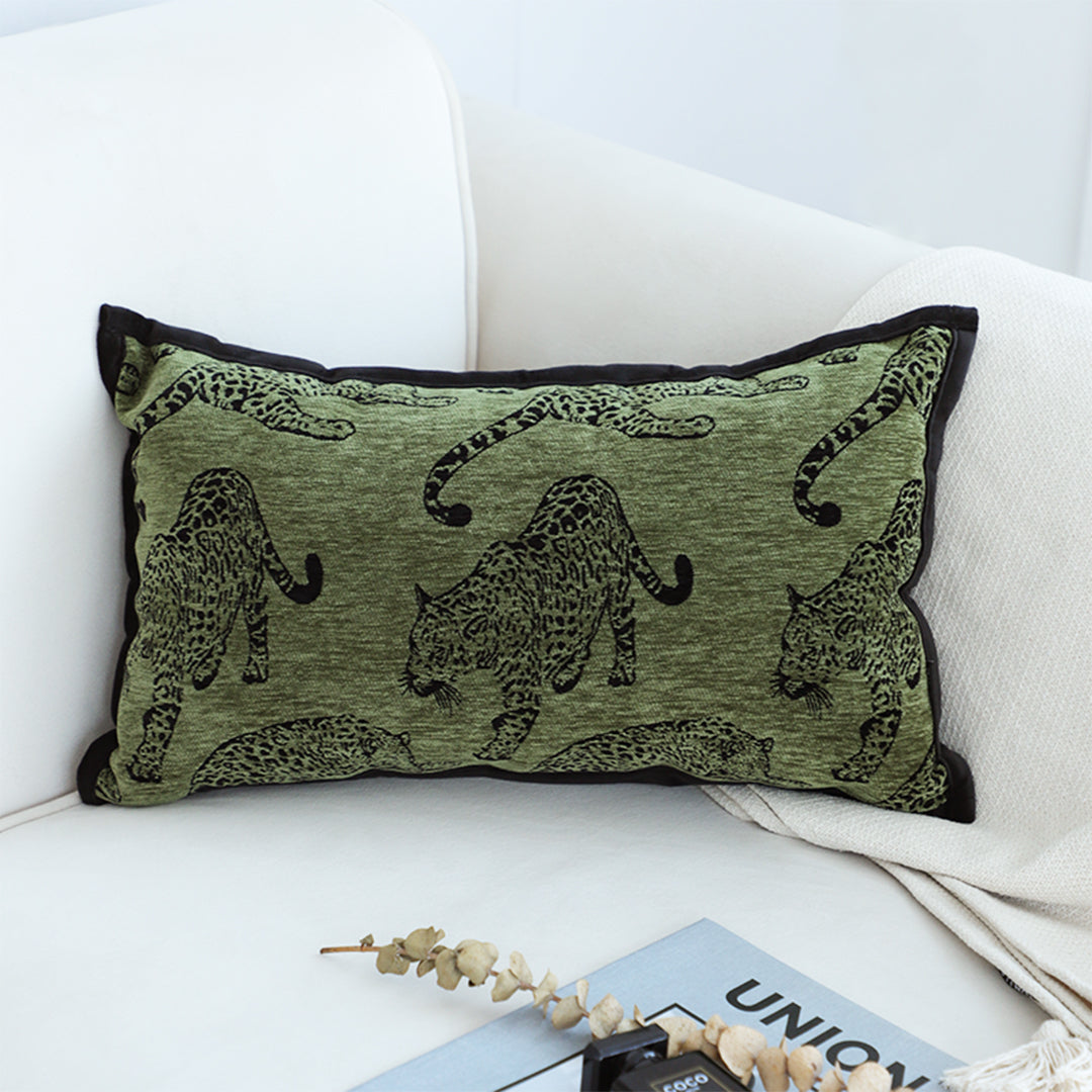 SOGA 30cm Throw Pillow Green Leopard Lumbar Decorative Cushion for Living Room LUZ-FrenchCushion298