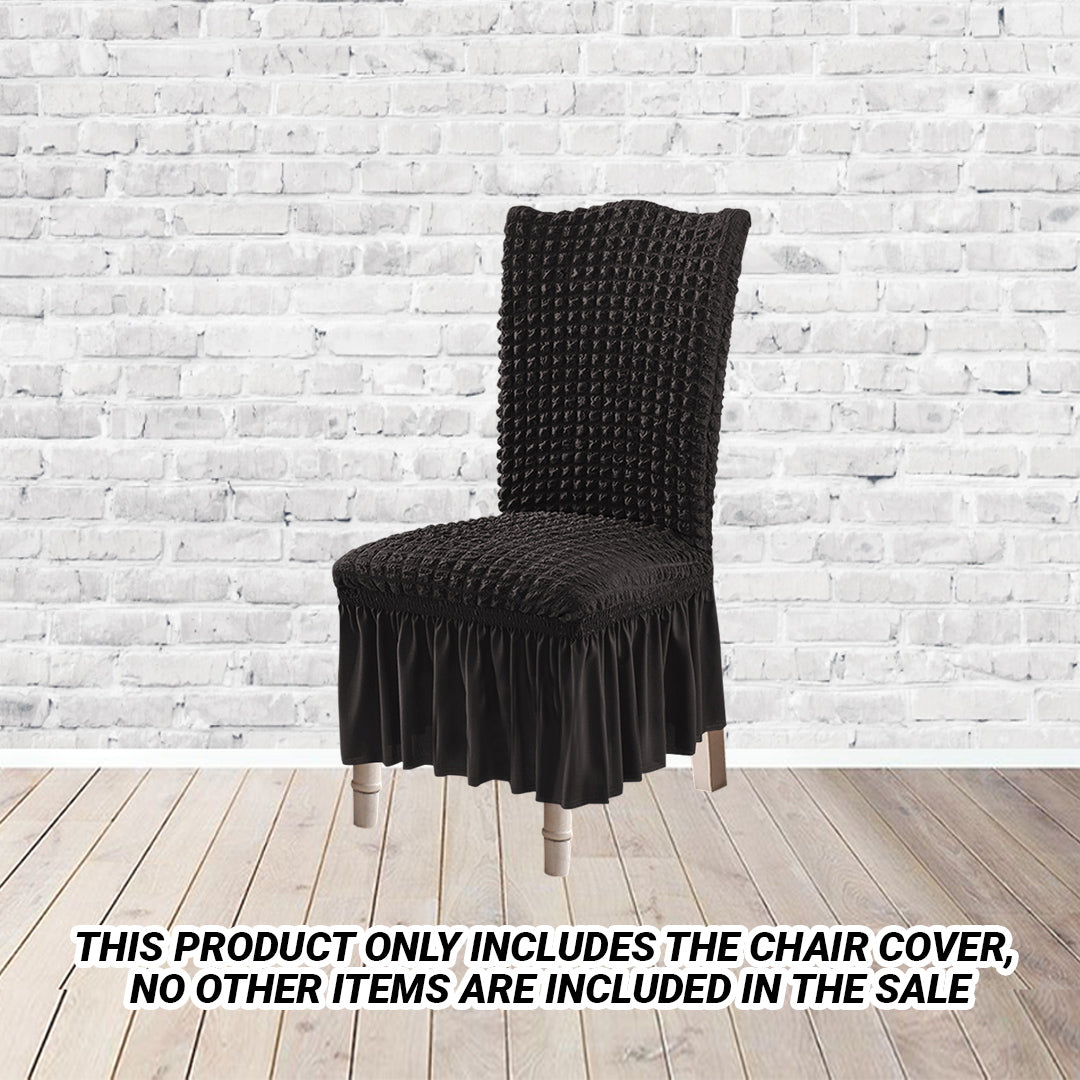 SOGA Black Chair Cover Seat Protector with Ruffle Skirt Stretch Slipcover Wedding Party Home Decor • LUZ-Chaircov26F
