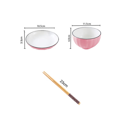 SOGA Pink Japanese Style Ceramic Dinnerware Crockery Soup Bowl Plate Server Kitchen Home Decor Set of 10 • LUZ-BowlG117