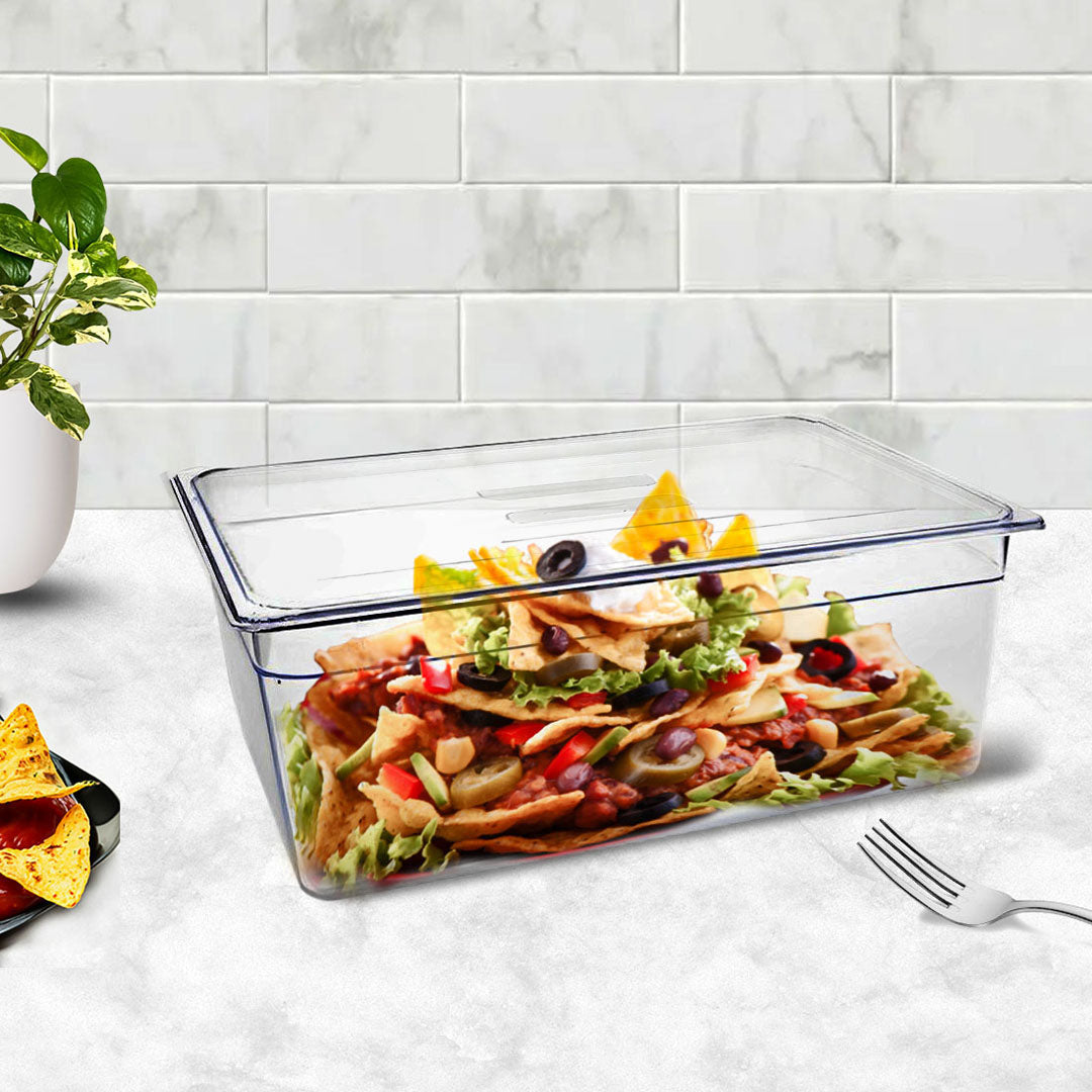 SOGA 200mm Clear Gastronorm GN Pan 1/1 Food Tray Storage Bundle of 6 with Lid • LUZ-VICPans1404wLidX6