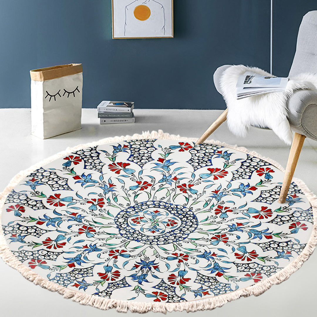 SOGA 120cm Mandala Area Rug for Living Room Lounge, Bedroom, Anti-slip Doormat, Home Decor • LUZ-CarpetXLS11Lge