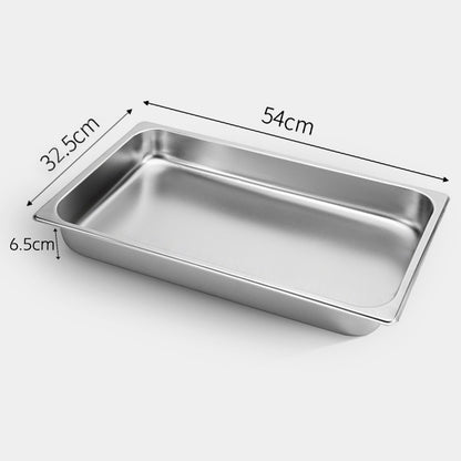 SOGA 2X Gastronorm GN Pan Full Size 1/1 GN Pan 6.5cm Deep Stainless Steel Tray • LUZ-GastronormPans5403X2