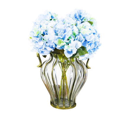 SOGA Clear European Glass Home Decor Flower Vase with Two Metal Handle • LUZ-HO-VaseYG8054Clear