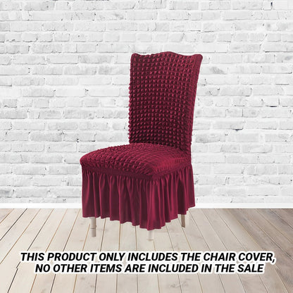 SOGA Burgundy Chair Cover Seat Protector with Ruffle Skirt Stretch Slipcover Wedding Party Home Decor • LUZ-Chaircov21A