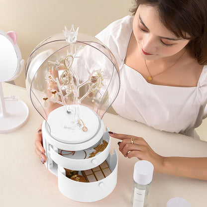 SOGA White 360 2 Layered Jewelry Storage Box Waterproof Dustproof Accessories Organiser • LUZ-BathC906