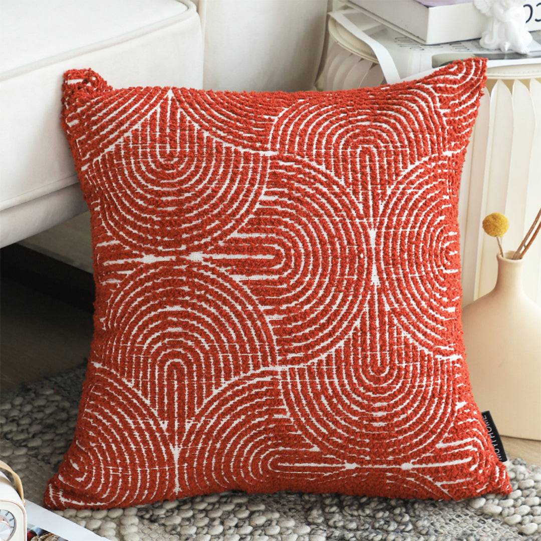 SOGA 2X 50cm Throw Pillow Burgundy Cinnabar Perfect Burnt Indoor and Outdoor Corded for Home Decor • LUZ-FrenchCushion317X2