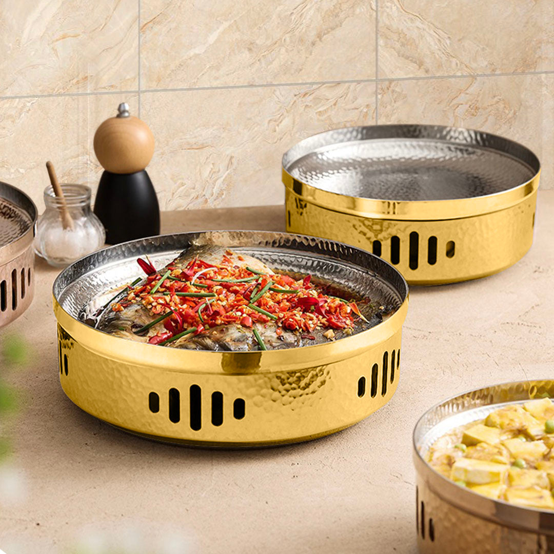 SOGA 28cm Dry Pot with Hammered Texture Natural Gold Color Kitchen Essential • LUZ-VICSoupPot36