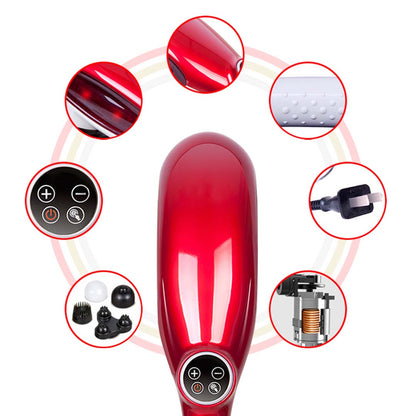 SOGA 2X 6 Heads Portable Handheld Massager Soothing Stimulate Blood Flow Shoulder Red • LUZ-Massager833ARedX2