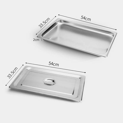 SOGA Gastronorm GN Pan Full Size 1/1 GN Pan 2cm Deep Stainless Steel Tray With Lid • LUZ-GP5401wLidX1