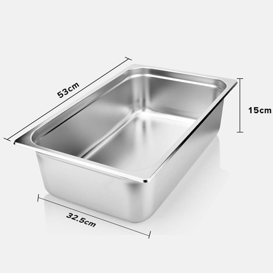 SOGA 4X Gastronorm GN Pan Full Size 1/1 GN Pan 15cm Deep Stainless Steel Tray With Lid • LUZ-GP5405wLidX4