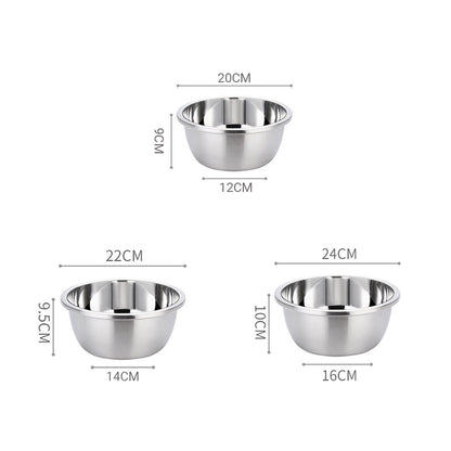 SOGA Stainless Steel Nesting Basin Colander Perforated Kitchen Sink Washing Bowl Metal Basket Strainer Set of 3 • LUZ-Bowl609
