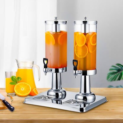SOGA 6L Dual Silver Stainless Steel Beverage Dispenser Ice Cylinder Clear Juicer Hot Cold Water Jug • LUZ-VICDispenser5713