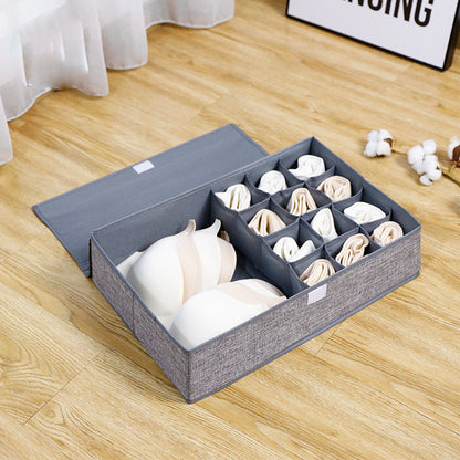 SOGA 2X Grey Flip Top Underwear Storage Box Foldable Wardrobe Partition Drawer Home Organiser • LUZ-SBox031X2