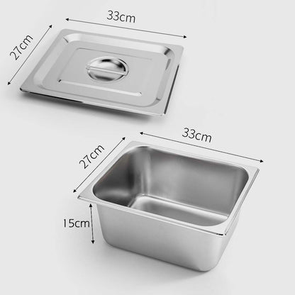 SOGA Gastronorm GN Pan Full Size 1/2 GN Pan 15cm Deep Stainless Steel With Lid • LUZ-GP5411wLidX1