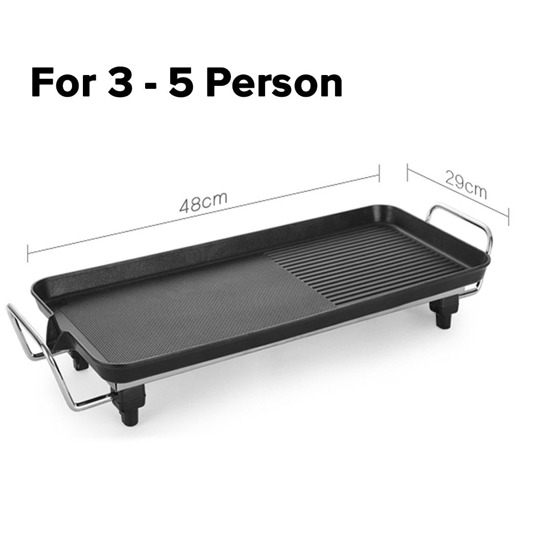 SOGA 48cm Electric BBQ Grill Teppanyaki Tough Non-stick Surface Hot Plate Kitchen 3-5 Person • LUZ-KoreanBBQPlate48CM