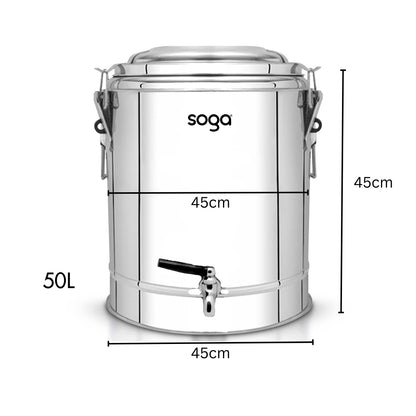 SOGA 2X 50L Stainless Steel Insulated Stock Pot Hot & Cold Beverage Container • LUZ-InsulatedPot3206X2