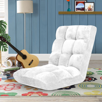SOGA Floor Recliner Folding Lounge Sofa Futon Couch Folding Chair Cushion White • LUZ-LoungeChairWhite