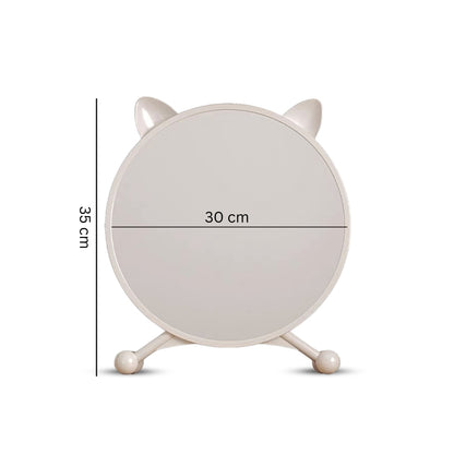 SOGA 2X 30cm White Smart Makeup Bedroom Table Mirror Cat Ear Style No LED Light • LUZ-MirrorE1X2