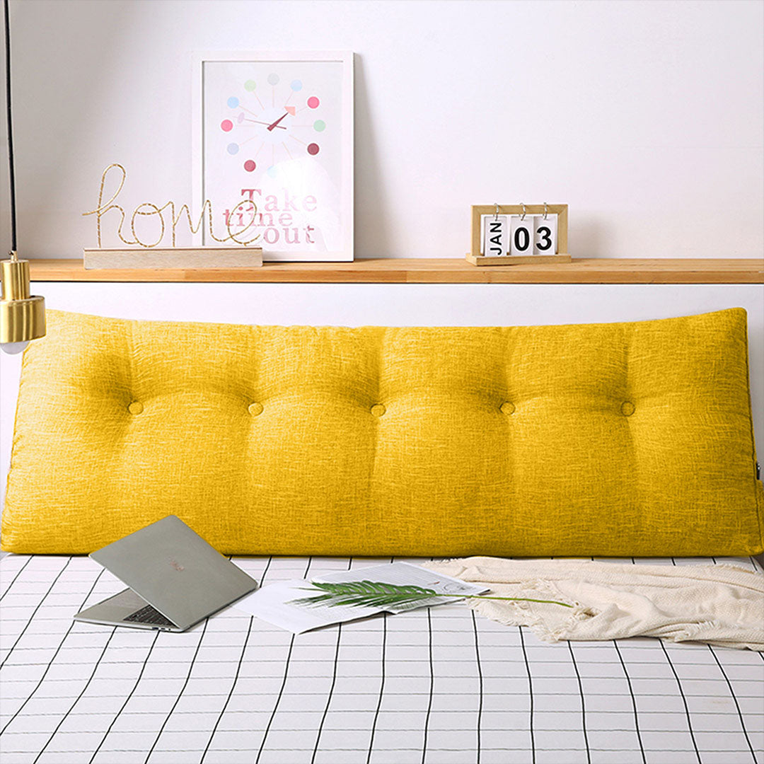 SOGA 120cm Yellow Triangular Wedge Bed Pillow Headboard Backrest Bedside Tatami Cushion Home Decor • LUZ-Pillow3112